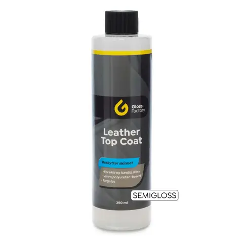 Gloss Factory Leather Top Coat semigloss Fargeløs lakkforsegling for skinn 250ml