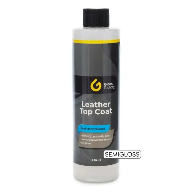 Gloss Factory Leather Top Coat semigloss Fargeløs lakkforsegling for skinn 250ml 
