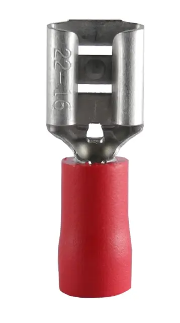 Isolert kabelsko Rød 6,3MM 50 STK 