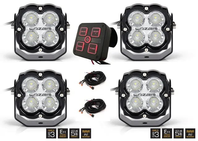 Lazer lyspakke Utility 80 4 lamper, relesett og bryterpanel 