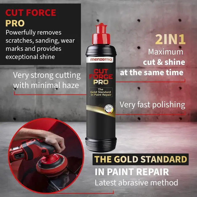 Menzerna Cut Force Pro 250 ml For kraftig ripefjerning og høy glans 