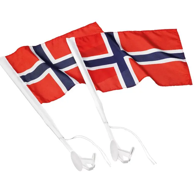 Norske bilflagg - 2stk Vindusflagg til bilen 