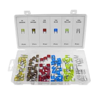 Sikrings sett i boks 120 stk MINI - Leveres i 6-roms boks