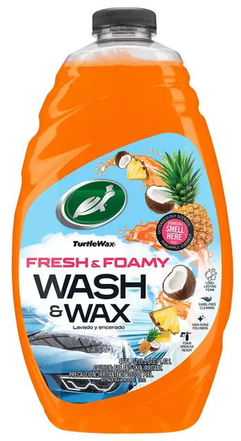 Turtle Wax Fresh & Foamy Wash & Wax Bilshampo med tropisk duft, 1,42 liter 