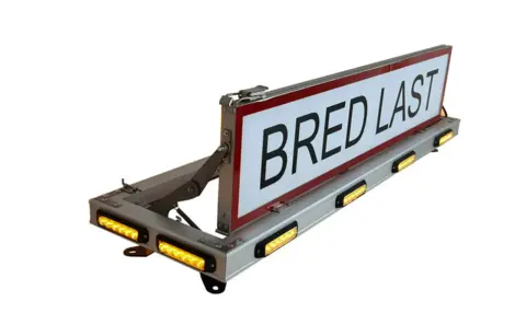 Varslingsbjelke med bredlast skilt L1159mm B344mm Lys i skilt