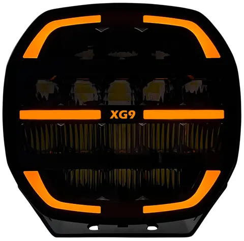 XG9 LED Driving Light Black Multicolor Parklys Hvit, Gul og Gr&#248;nn.