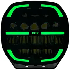 XG9 LED Driving Light Black Multicolor Parklys Hvit, Gul og Gr&#248;nn.