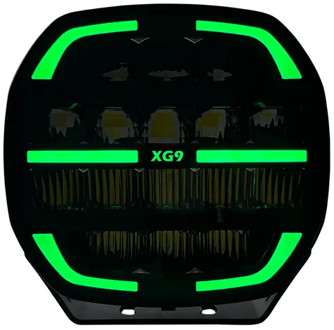 XG9 LED Driving Light Black Multicolor Parklys Hvit, Gul og Gr&#248;nn.