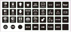 XG Bryterpanel 6-veis 40Amp 10-30V brakett / symbol-labels