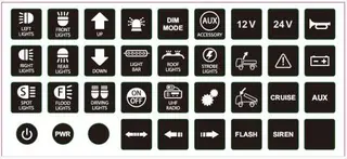 XG Bryterpanel 6-veis 40Amp 10-30V brakett / symbol-labels