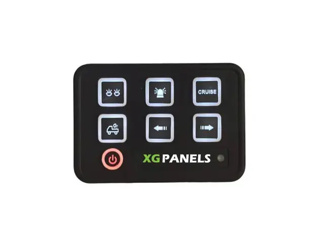 XG Bryterpanel 6-veis 40Amp 10-30V brakett / symbol-labels 