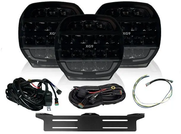 XG lyspakke med 3x XG9 Med skiltplate og kabelsett. 